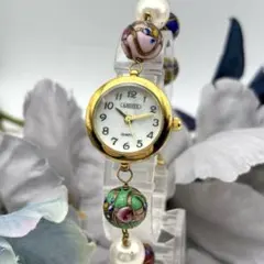 美品✨アビステ レディース腕時計 ブレスレットウォッチ ベネチアンガラス風ビーズのサムネイル