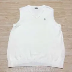 Lacoste ホワイト Vネックニットベスト