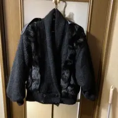 エレガント アンゴラジャケットコートesprit d’or黒 ブラック　裏付き