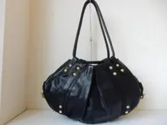 本革☆アナザーアングル☆5ポケット☆肩掛けOK☆レザーハンドバッグ　ブラック