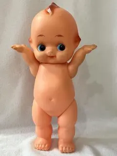 【緑色の羽】キューピー人形 約35cm 昭和レトロ　日本製ソフトビニール製