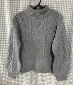 simplicite　モックネック　セーター　ケーブルニット　グレー　フリー