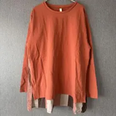 cloudnine オレンジ 長袖Tシャツ　ストライプ　麻　カットソー