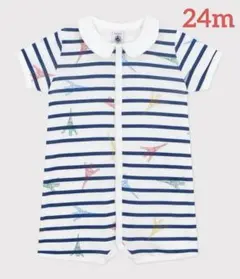 新品 未使用 タグ付 プチバトー ショート ロンパース エッフェル塔 24m