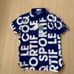 新品　le coq sportif ポロシャツ 青 ロゴプリント
