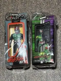 仮面ライダー ソフビパッケージチャーム＆チョコスナック 2種　新1号　W