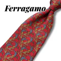 상태좋음 Salvatore Ferragamo フェラガモ シルクネクタイ レッド