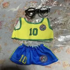 ラブブ　サッカー　ユニフォーム　＆　眼鏡　ブラジル風　アウトフィット