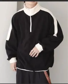 ハーフジップラインフリースプルオーバー