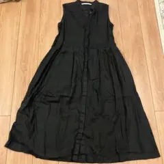 新品・タグ付き】Heavenlyリネン100%半袖シャツワンピース 黒 M-L