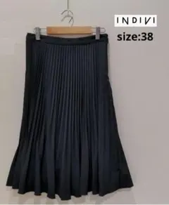 INDIVI インディヴィ 裏地付 プリーツスカート ブラックフォーマル 38