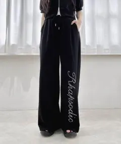 INGNI ライトストーンロゴスウェットパンツ ブラック