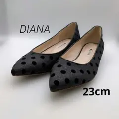 パンプス ブラック・ドット柄ポインテッドトゥパンプス ダイアナ