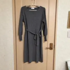index グレー ニットワンピース 長袖