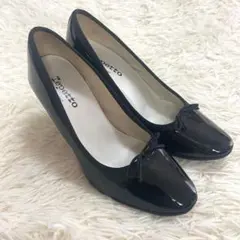 repetto レペット パンプス　リボン　エナメル　ヒール　黒　24 38のサムネイル