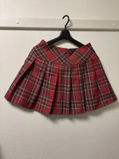 SHEIN レッド系チェック プリーツスカート S