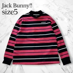 ジャックバニー　長袖モックネックカットソー ボーダー 5 メンズ ピンク 秋冬