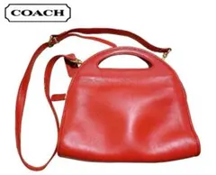 値下‼️美品COACH オールドコーチ ハーフムーン ハンドバッグ ショルダー 赤