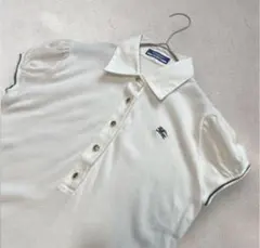 BURBERRY BLUE LABEL 金ボタン襟付きニット パフスリーブ