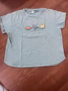 恐竜刺繍 Tシャツ ライトグリーン　120