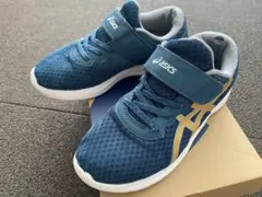 asics スニーカー レーザービーム　ネイビーブルー　22 マジックテープ