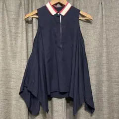 【即日発送】　LACOSTE ノースリーブ ポロシャツ ネイビー 36
