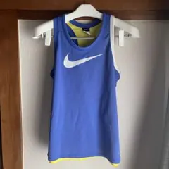 ナイキNIKE　二重タンクトップ　テニス　　バスケ　スポーツ　青黄色L
