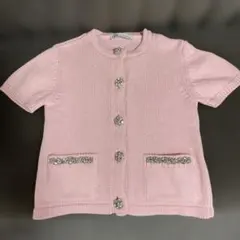 Sサイズ ZARA ビジューピンク半袖ニットのサムネイル