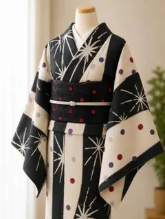 【お買得】袷着物と帯セット　普段着 秋コーデ　小紋　名古屋帯　着丈163㎝のサムネイル