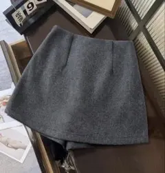 shein グレー ウール　タイト ミニスカート