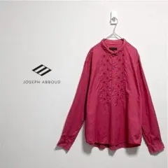 ジョセフアブード　長袖シャツ　ピンタック　ハーフボタン　刺繍　ピンク　サイズLのサムネイル