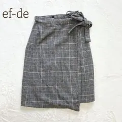 エフデ グレンチェック ラップ巻きスカート ウール混 ベルト(s)総柄