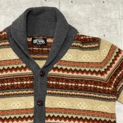 美品 BEAMS カーディガン ショールカラー ノルディック ビームス