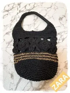 ☘️K2☘️ZARA かぎ編み ハンドバッグ