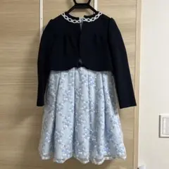 水色 フラワープリント フォーマルドレス