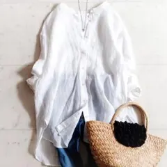 美品✨アルページュストーリー リネンバックシャンシャツ ホワイト 麻のサムネイル