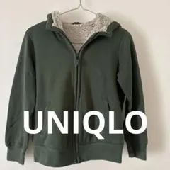ユニクロ　子供服150㎝ ダークグリーン フリースライニング パーカー