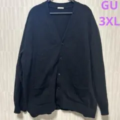 【大きいサイズ3XL】ジーユー 黒の長袖カーディガン Vネック ポケット付き毛玉