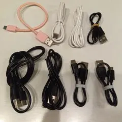 USB-A to microUSB Type-C ケーブル ライトニングケーブル