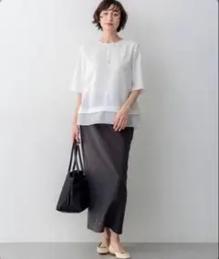 23区【新色追加/Oggi掲載】ストレッチジョーゼット シアーコンビ カットソーのサムネイル