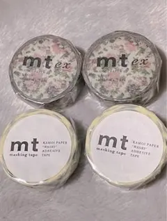 mt マスキングテープ　ハートスタンプブルー　小花　ボタニカルアートアンティーク