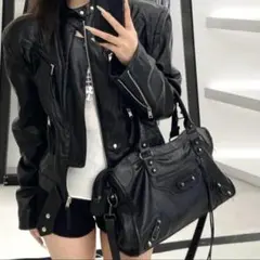 Y2K グランジ ショルダーバッグ 黒 citybag ストリート系 ヴィンテー