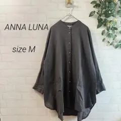 【ANNA LUNA】スタンドカラー 長袖ブラウス ダークグレー Mサイズ