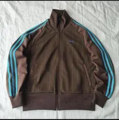 adidas ブラウン ストライプ ジャージ M トラックジャケット