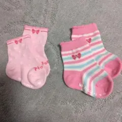 ミキハウス　ホットビスケッツ　ソックス9-10女の子ピンク２足組　新品未使用含む