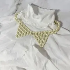 【美品】パールネックレス　チョーカー　つけ襟 調整可能　お祝い