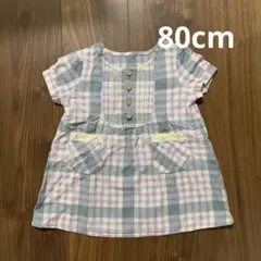 チェック柄 半袖ワンピース 80サイズ