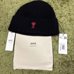ami paris ブラックニット帽 タグ付き