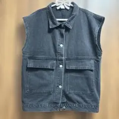 SHEIN デニム ベスト ブラック