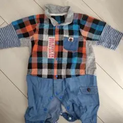 カラフルチェック柄ロンパース 95cm未満